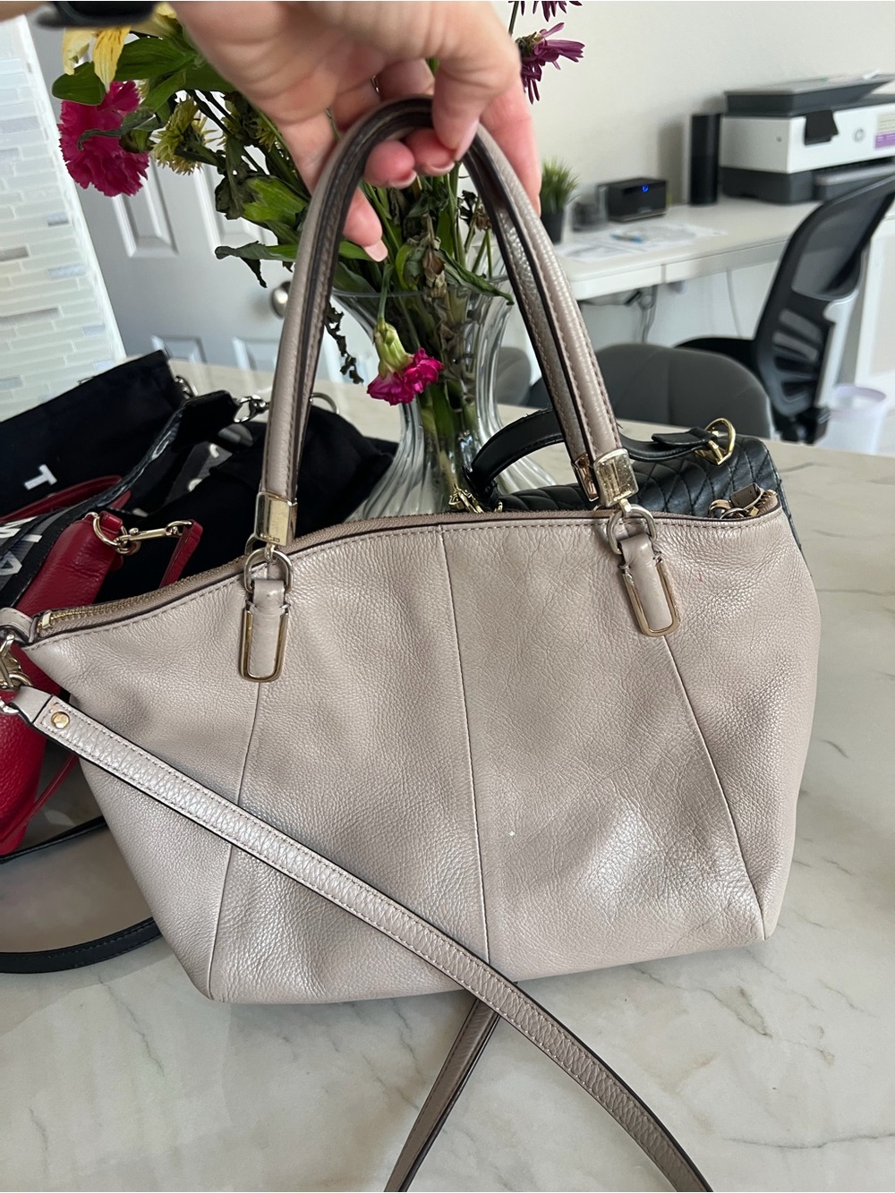 Coach Pebbled Leather Shoulder Bag in Red - Picture 9 of 11